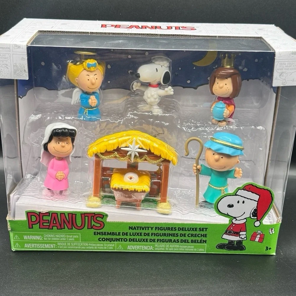 Charlie Brown Christmas Nativity Set Deluxe 7 PC Scene Peanuts